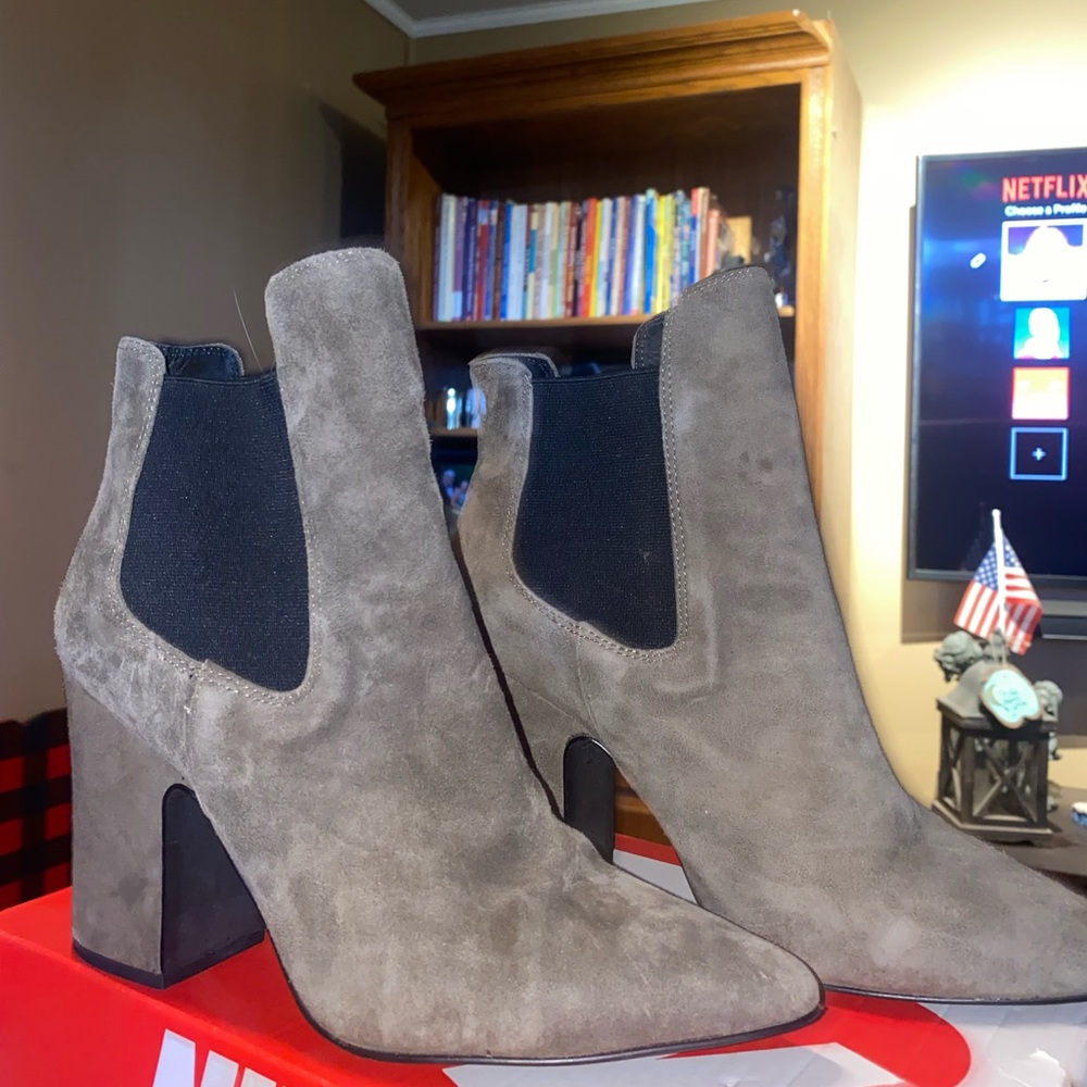 Kristin Cavallari Olive Suede Booties
